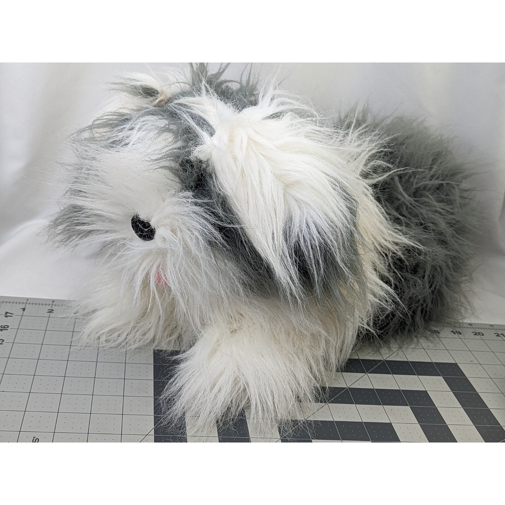Plush Creations Sheepdog Dog Plush 17 Inch Long White Gray Stuffed Animal Toy